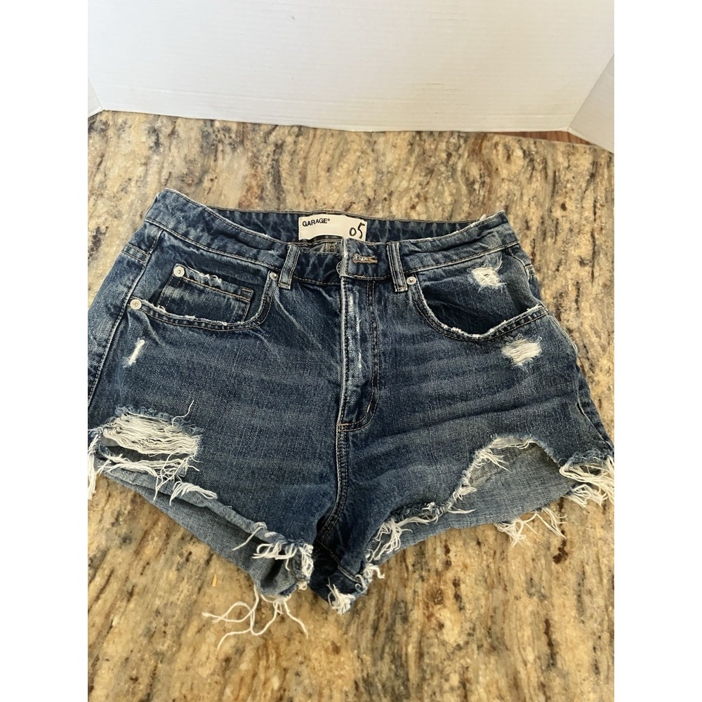 Garage  Denim Micro Mini Dark Wash Distressed High Waist Women's  Festival Sz 5
